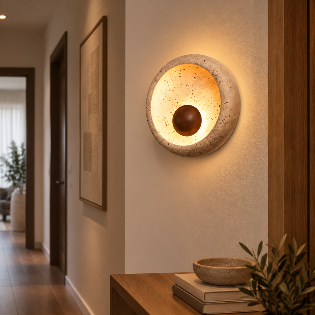 Applique Murale Design Orbe en Travertin | Talia
