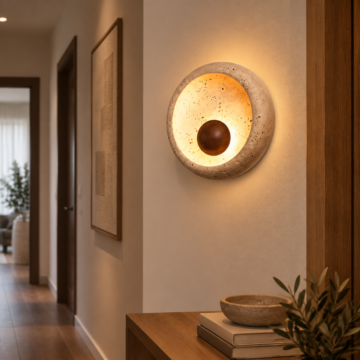 Applique Murale Design Orbe en Travertin | Talia