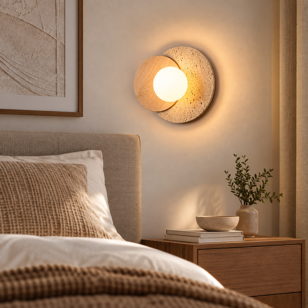 Applique Murale Design Ronde Bois et Pierre | Kaïa