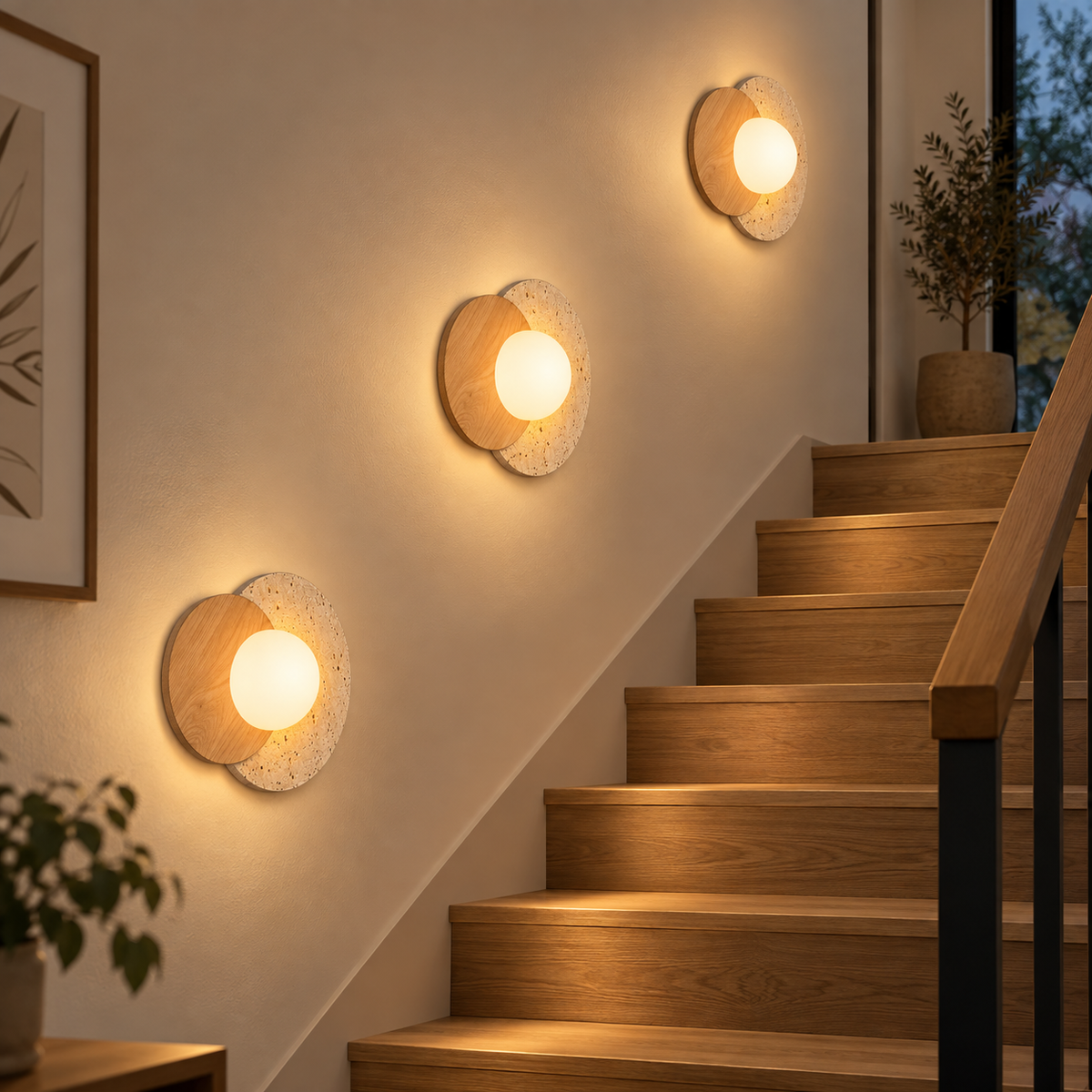 Applique Murale Design Ronde Bois et Pierre | Kaïa