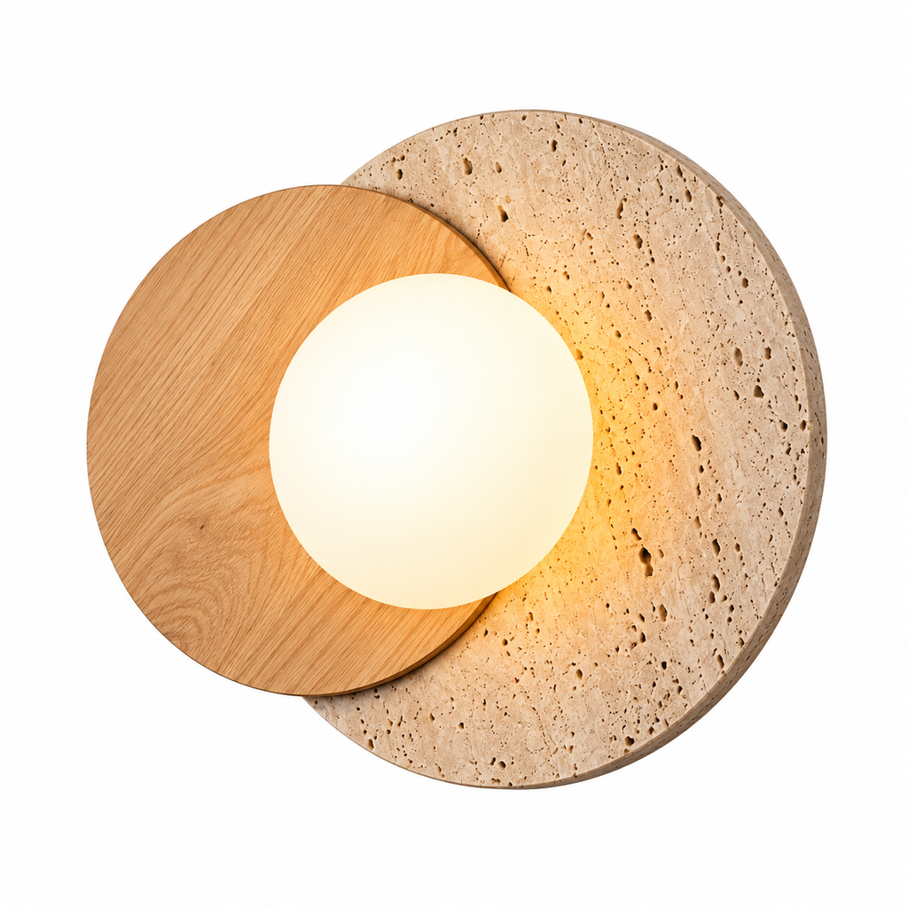 Applique Murale Design Ronde Bois et Pierre | Kaïa
