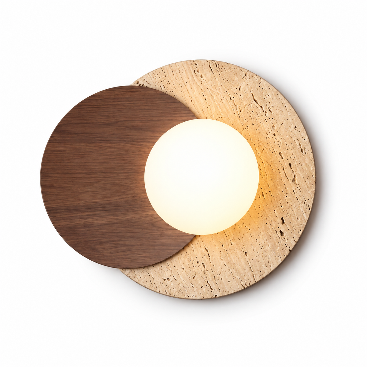 Applique Murale Design Ronde Bois et Pierre | Kaïa