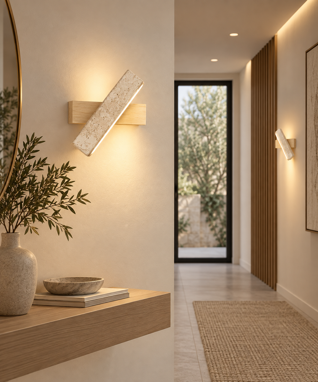 Applique Murale Design Travertin et Bois |Travi