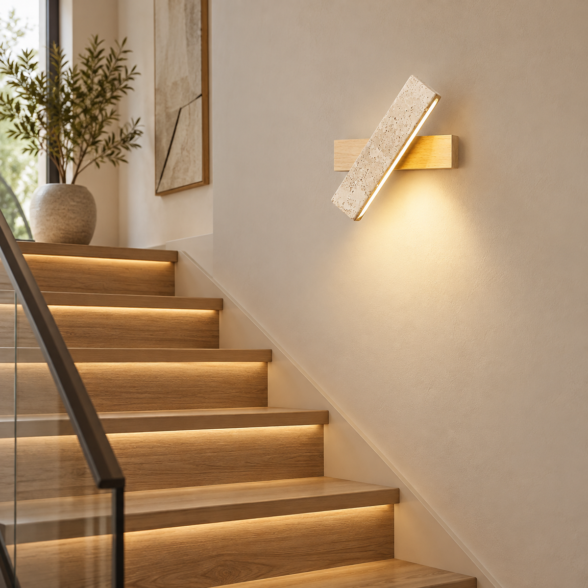 Applique Murale Design Travertin et Bois |Travi