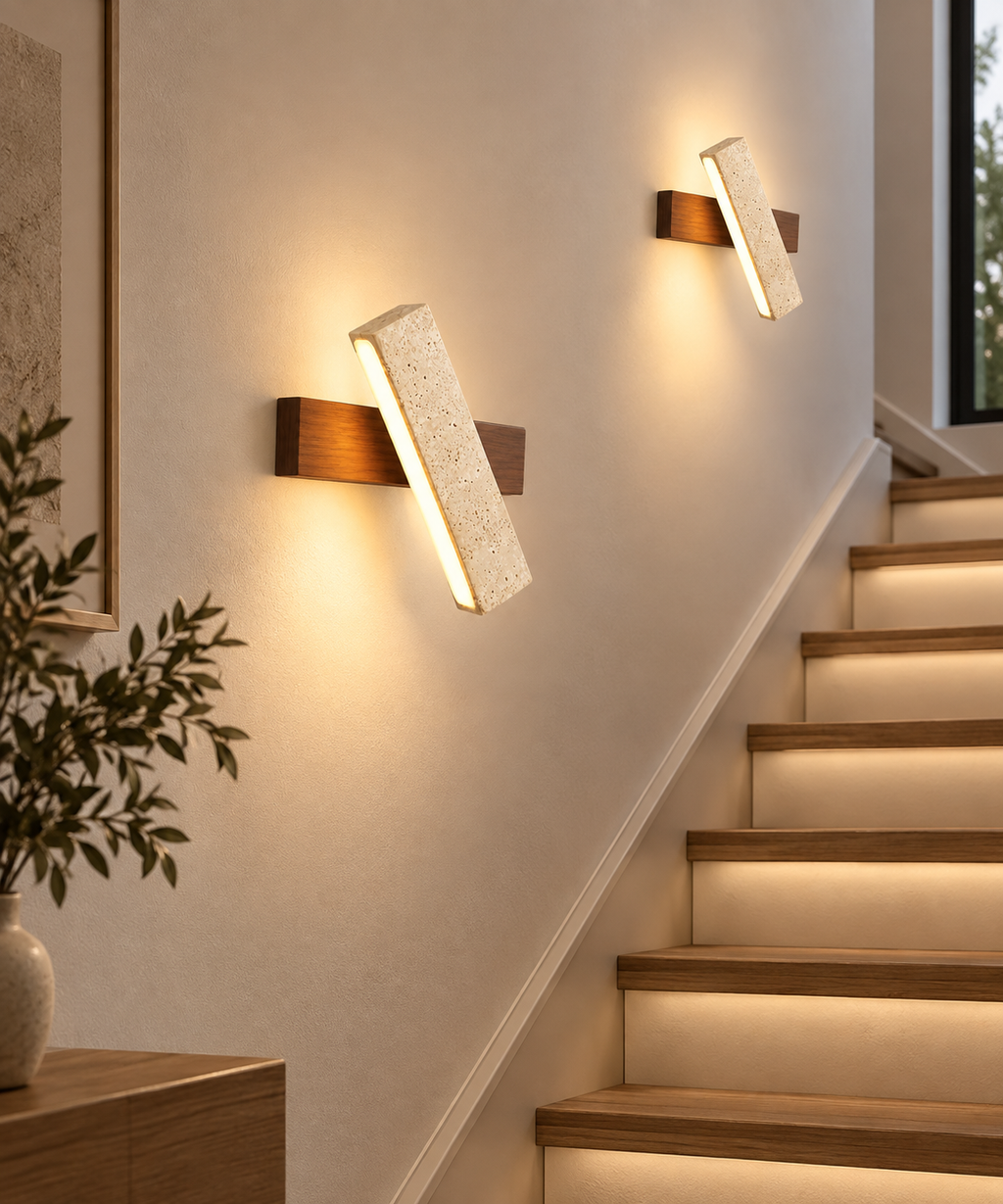 Applique Murale Design Travertin et Bois |Travi