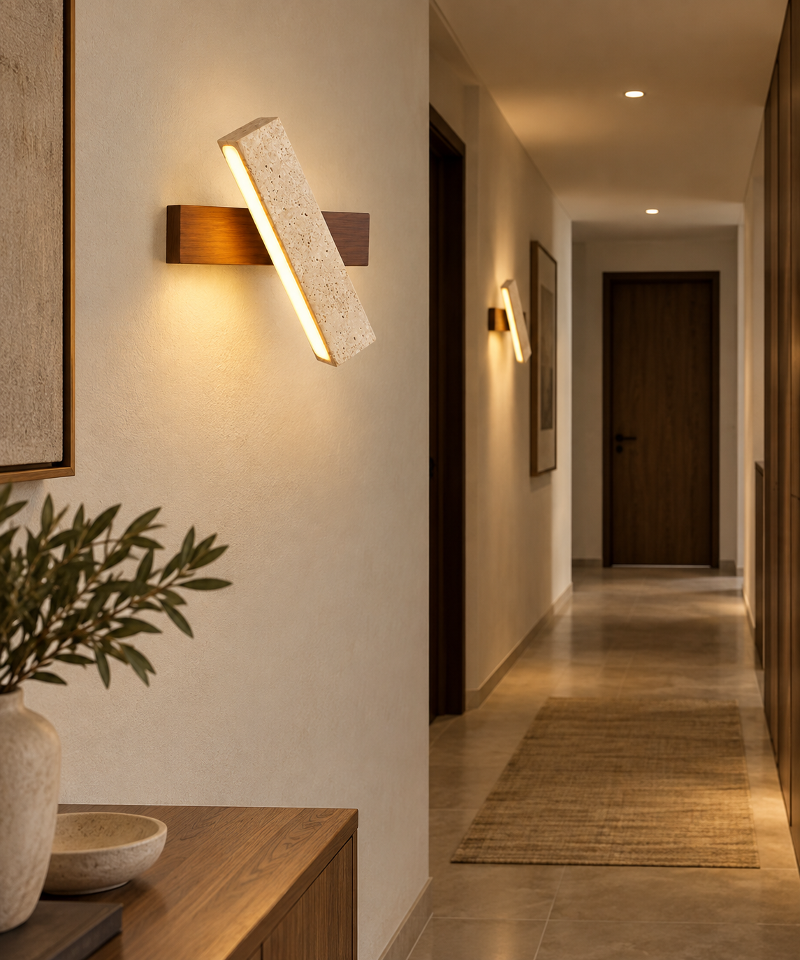 Applique Murale Design Travertin et Bois |Travi