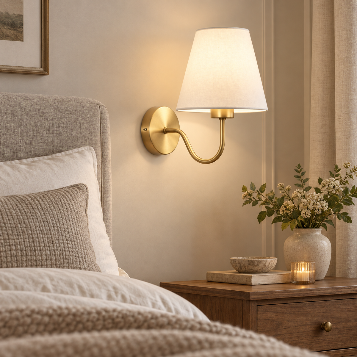 Applique Murale Vintage avec Abat-Jour en Tissu | Velours